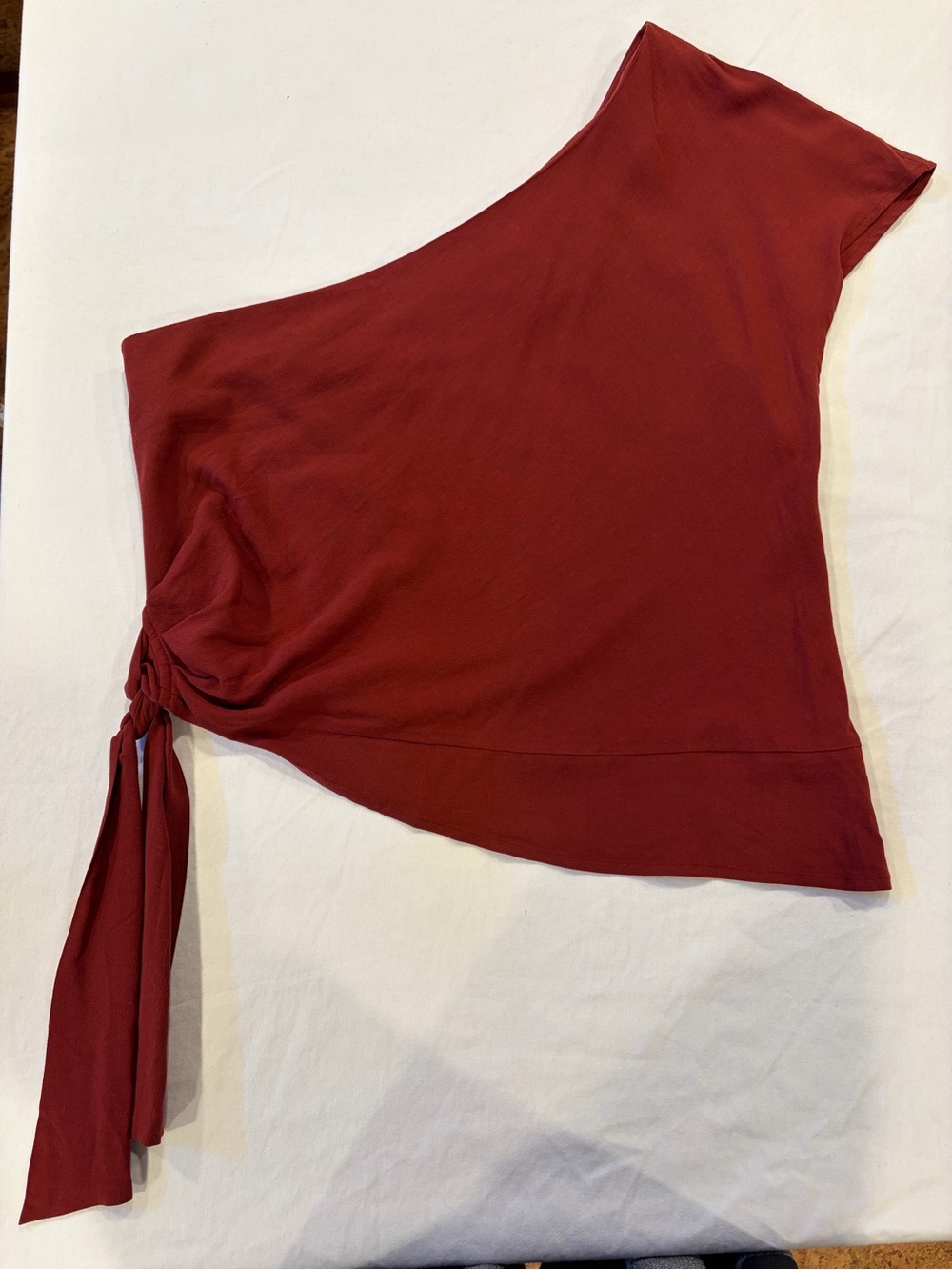 Free People One-Shoulder Red Tie-Side Top